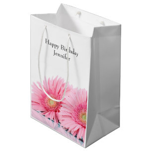 Pink Gerbera Daisies Elegant Photography Medium Gift Bag