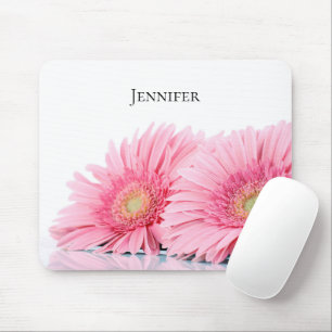 Pink Gerbera Daisies Elegant Photography Mouse Mat