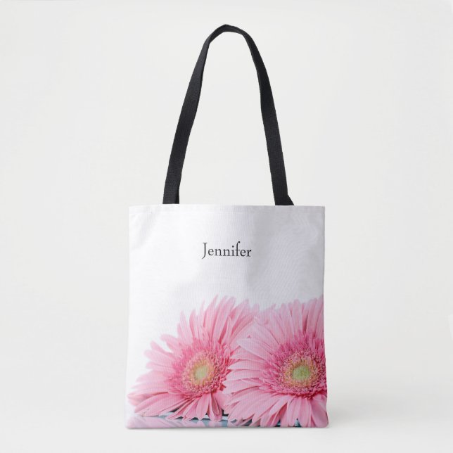 Pink Gerbera Daisies Elegant Photography Tote Bag (Front)