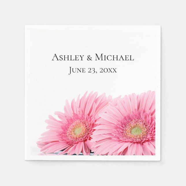 Pink Gerbera Daisies Elegant Photography Wedding Napkin (Front)