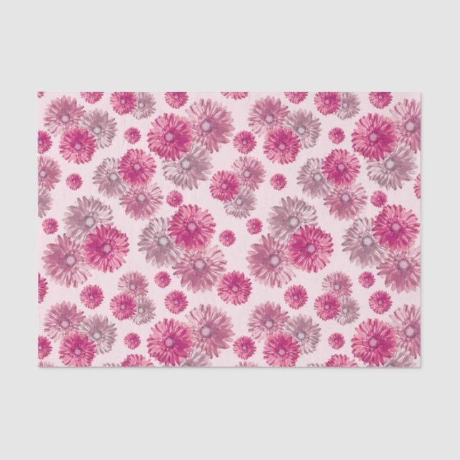 Pink Gerbera Daisies floral gift bag stuffer Tissue Paper (Front)