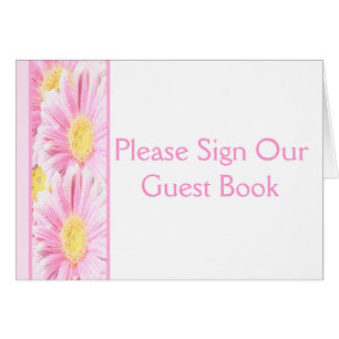 Pink Gerbera Daisies on White Table Card