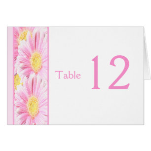 Pink Gerbera Daisies on White Table Number Card