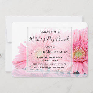 Pink Gerbera Daisies Photo Mother's Day Brunch Invitation