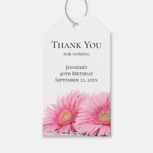 Pink Gerbera Daisies Stylish Photography Thank You Gift Tags