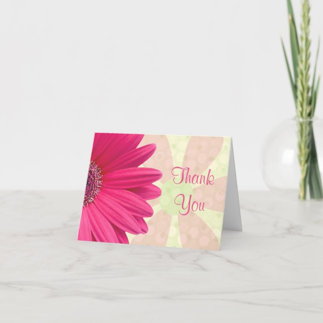 Pink Gerbera Daisy Baby Shower Thank You Card (Front)