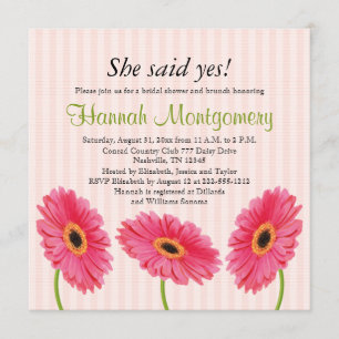 Pink Gerbera Daisy Bridal Shower Invitations