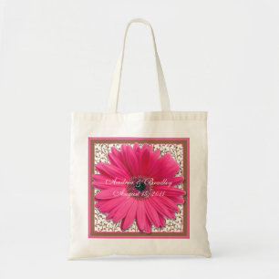 Pink Gerbera Daisy Brown Wedding Welcome Bag