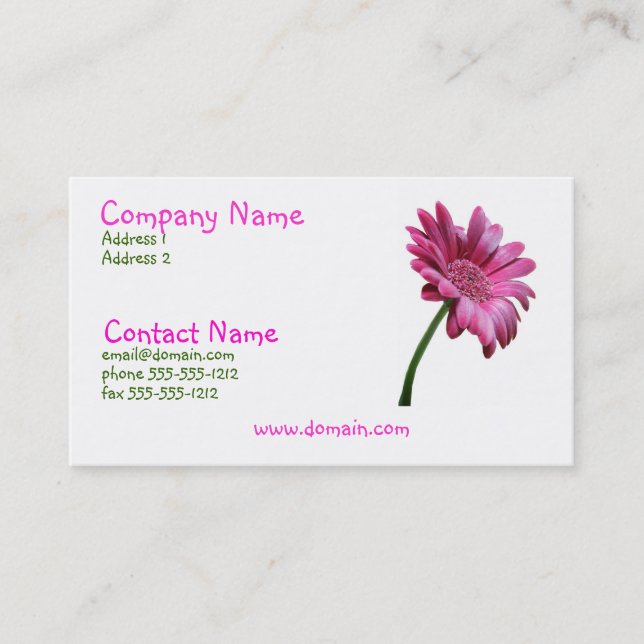 Pink Gerbera Daisy Business Card (Front)