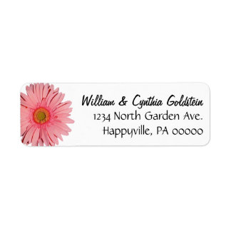 Pink Gerbera Daisy Custom Address Labels