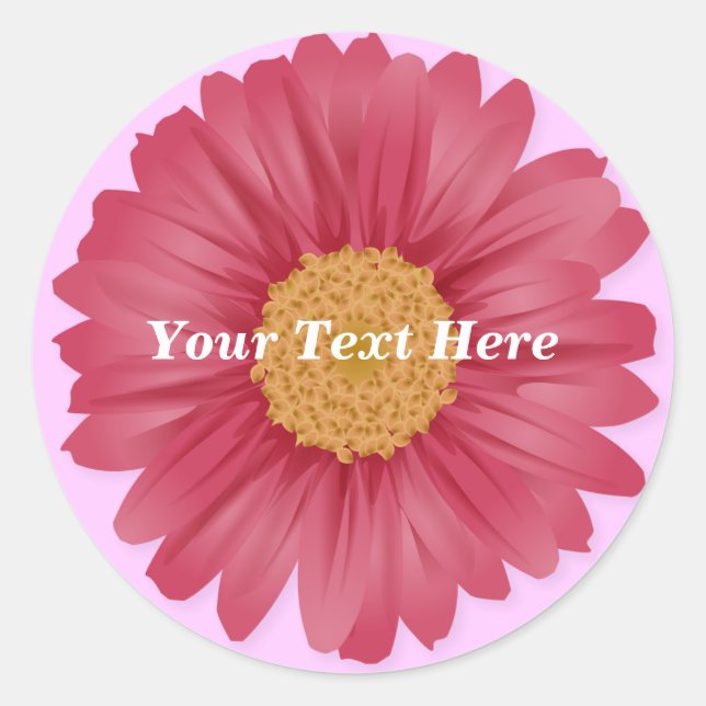 Pink Gerbera Daisy Customisable Sticker (Front)