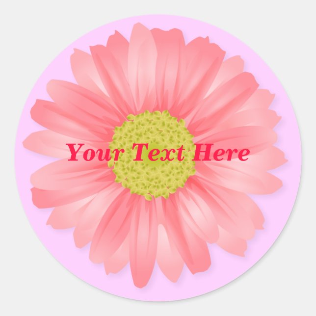 Pink Gerbera Daisy Customisable Sticker (Front)