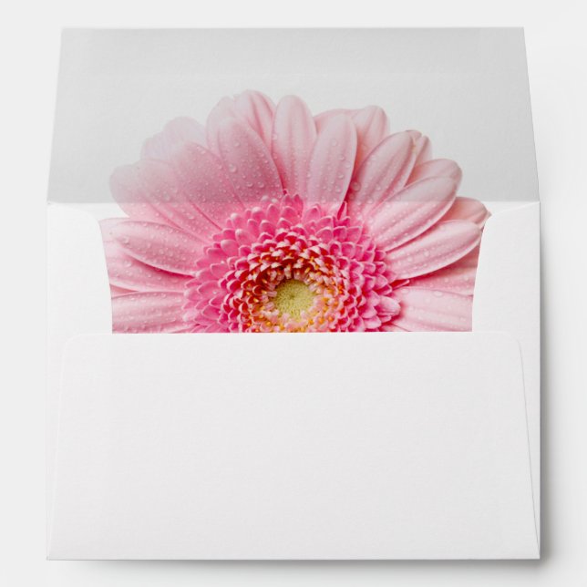 Pink Gerbera Daisy Envelope A7 Greeting Card (Back (Bottom))