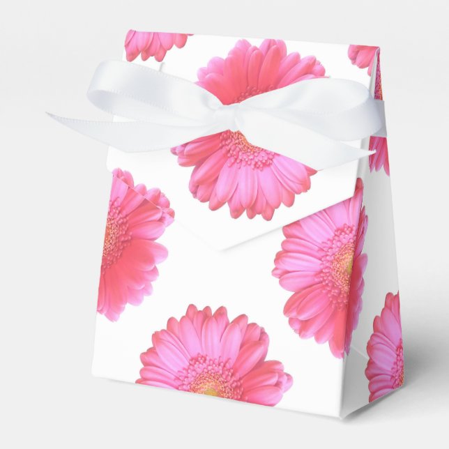 Pink gerbera daisy favour box (Front Side)