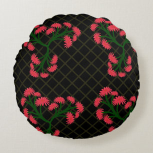 Pink Gerbera Daisy Floral Bouquet pattern Round Cushion