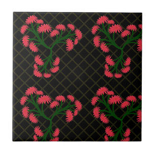 Pink Gerbera Daisy Floral Bouquet pattern Tile