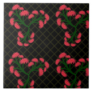 Pink Gerbera Daisy Floral Bouquet pattern  Tile