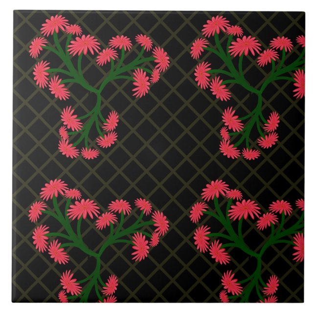 Pink Gerbera Daisy Floral Bouquet pattern  Tile (Front)