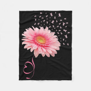 Pink Gerbera Daisy Flower Ribbon Pollen Breast Can Fleece Blanket