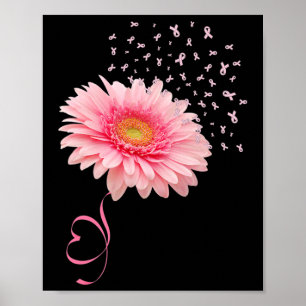 Pink Gerbera Daisy Flower Ribbon Pollen Breast Can Poster