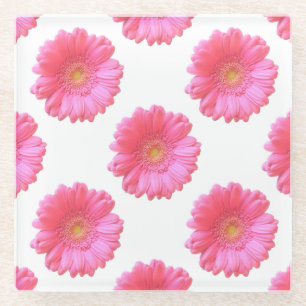 Pink gerbera daisy glass coaster