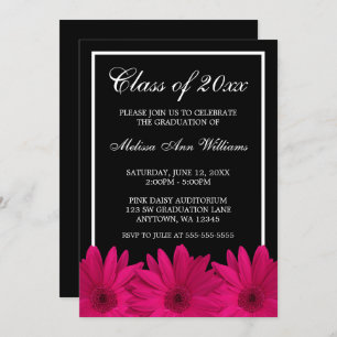 Pink Gerbera Daisy Graduation Announcement