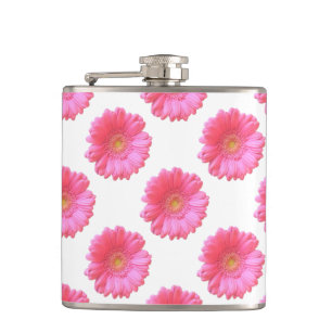 Pink gerbera daisy hip flask