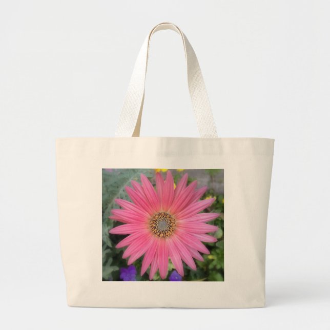 Pink Gerbera Daisy Jumbo Tote (Front)