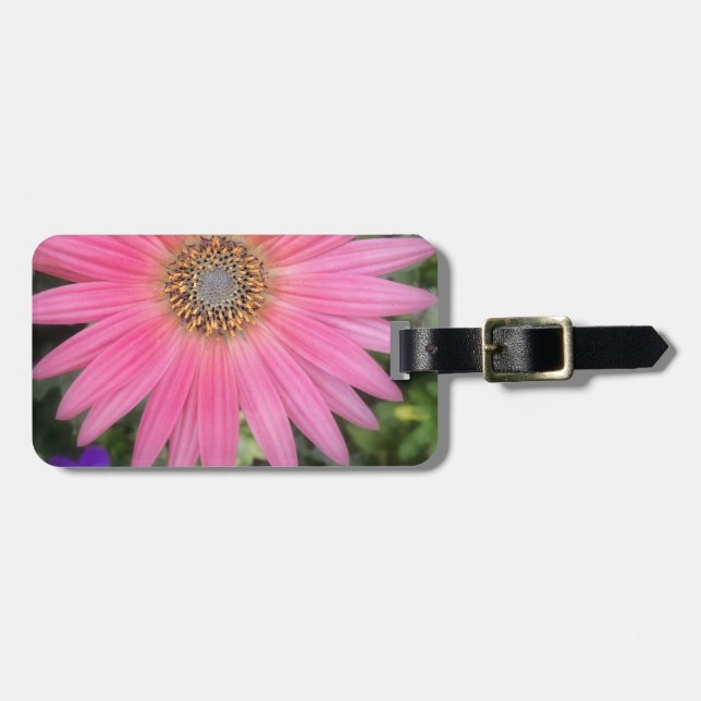 Pink Gerbera Daisy Lagguage Tag (Front Horizontal)