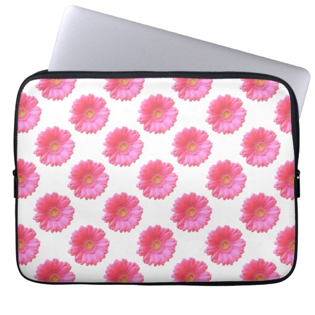 Pink gerbera daisy laptop sleeve (Front)