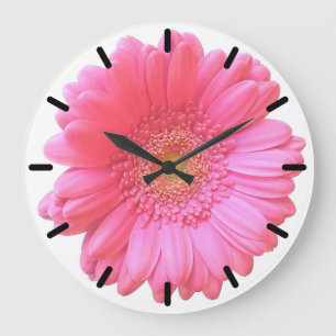 Pink gerbera daisy large clock