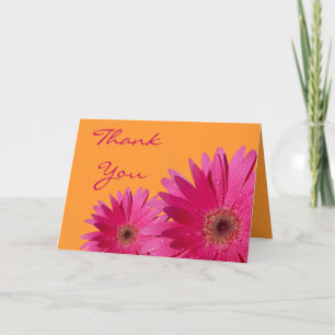 Pink Gerbera Daisy Orange Wedding Thank You