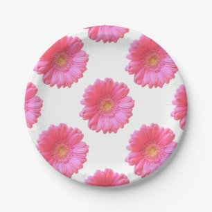 Pink gerbera daisy paper plate