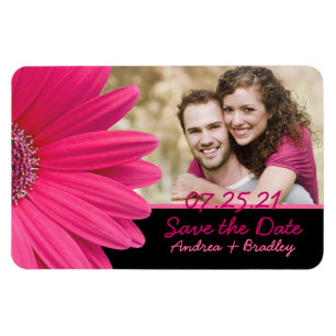 Pink Gerbera Daisy Photo Wedding Magnet