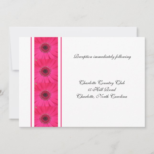 Pink Gerbera Daisy Reception Wedding Invitation (Front)