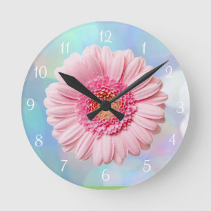 Pink Gerbera Daisy Round Wall Clock