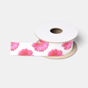 Pink gerbera daisy satin ribbon