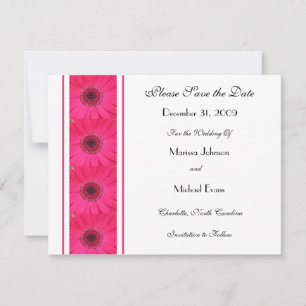 Pink Gerbera Daisy Save the Date Invitation