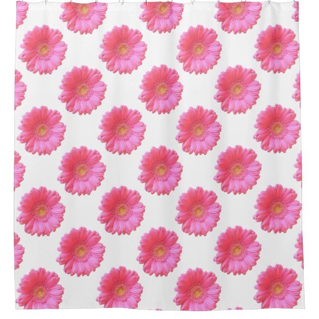 Pink gerbera daisy shower curtain (Front)
