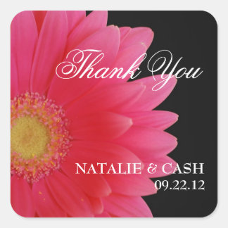 Pink Gerbera Daisy Square Favour Label