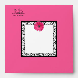 Pink Gerbera Daisy Square Invitation Envelope