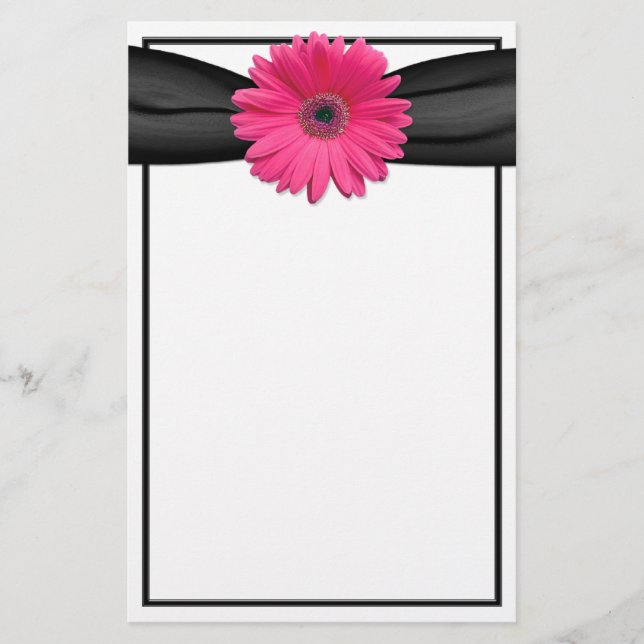 Pink Gerbera Daisy Stationery (Front)