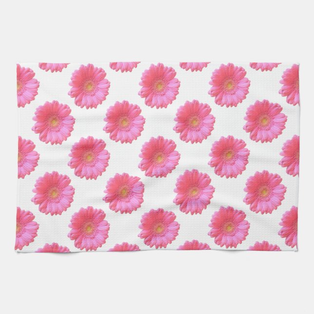 Pink gerbera daisy tea towel (Horizontal)