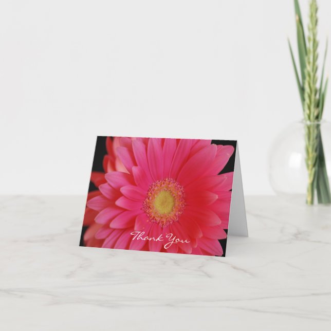 Pink Gerbera Daisy Thank You  Card (Front)