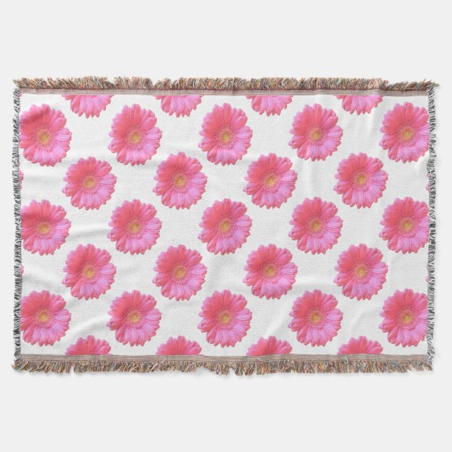 Pink gerbera daisy throw blanket (Front)