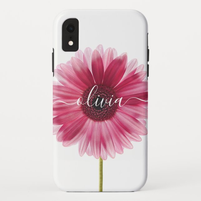 Pink Gerbera Daisy Tough Apple iPhone XR Case (Back)