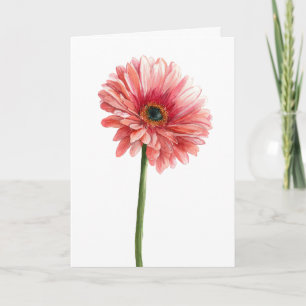 Pink Gerbera Daisy Watercolor Garden Nature Lover Card