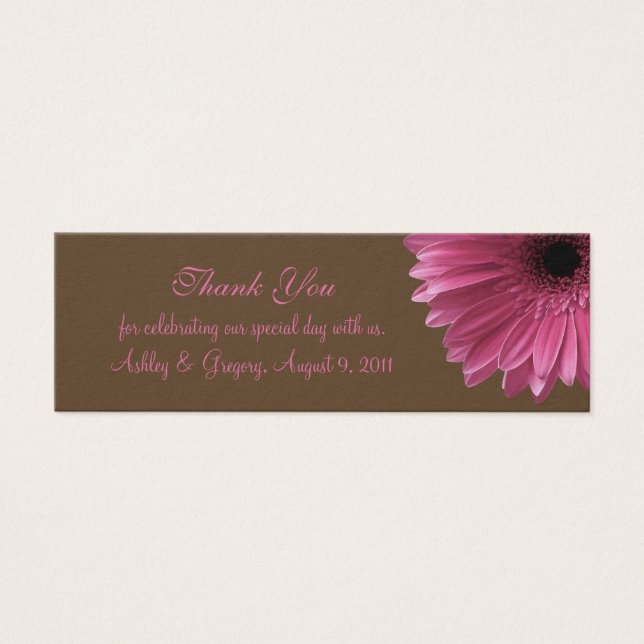 Pink Gerbera Daisy Wedding Favour Tag (Front)