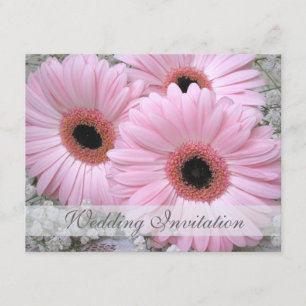 Pink Gerbera daisy Wedding Invitation