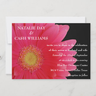 Pink Gerbera Daisy Wedding Invitation